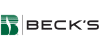Logo of Beck's featuring a stylized green shield with a key and the word "BECK'S" in black lettering to the right.