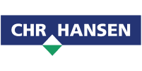 CHR HANSEN logo with blue lettering and a green and black geometric shape beneath the text.