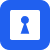 Blue square icon with a white keyhole symbol in the center.