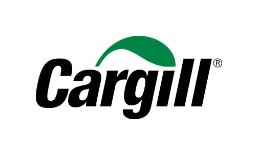 Cargill logo featuring the company name in bold black letters with a green curved shape above it.